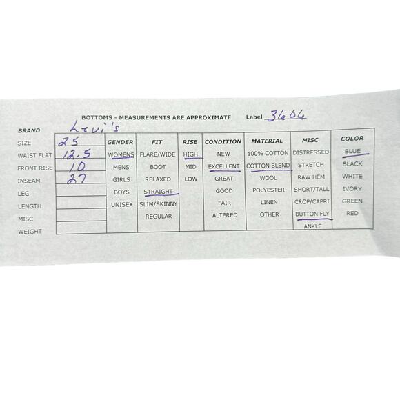 Levi's Women's Jeans Highrise Wedgie 90s Straight Leg Button Fly Blue Jeans 25 - Picture 11 of 12